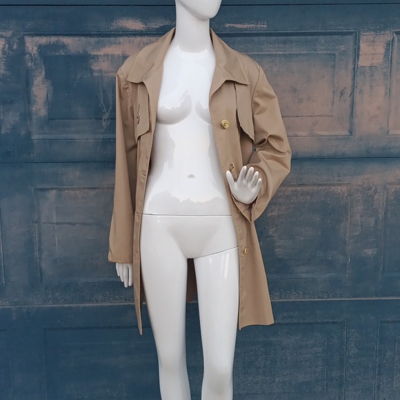 LADIES CANADIAN MADE COTTON POLY BLEND VINTAGE TRENCH COAT /JACKET(VINTAGE) - Picture 4 of 17